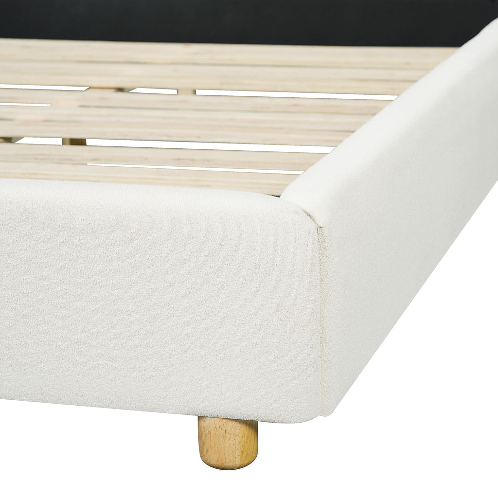 Upholstered Platform Bed Frame With Thick Headboard
