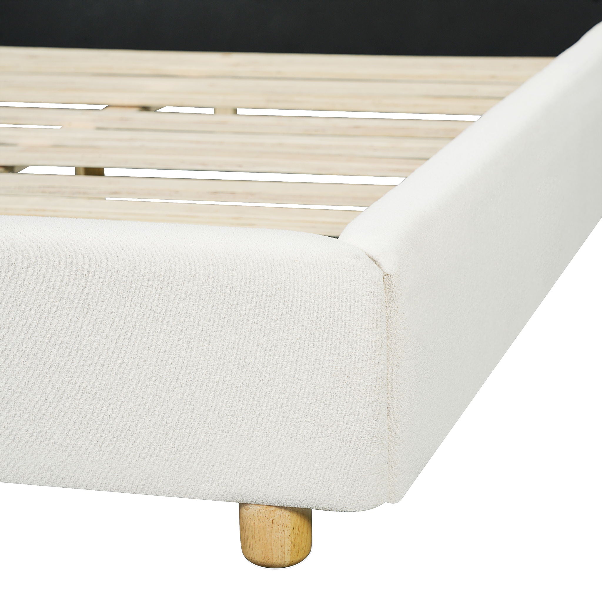 Upholstered Platform Bed Frame With Thick Headboard