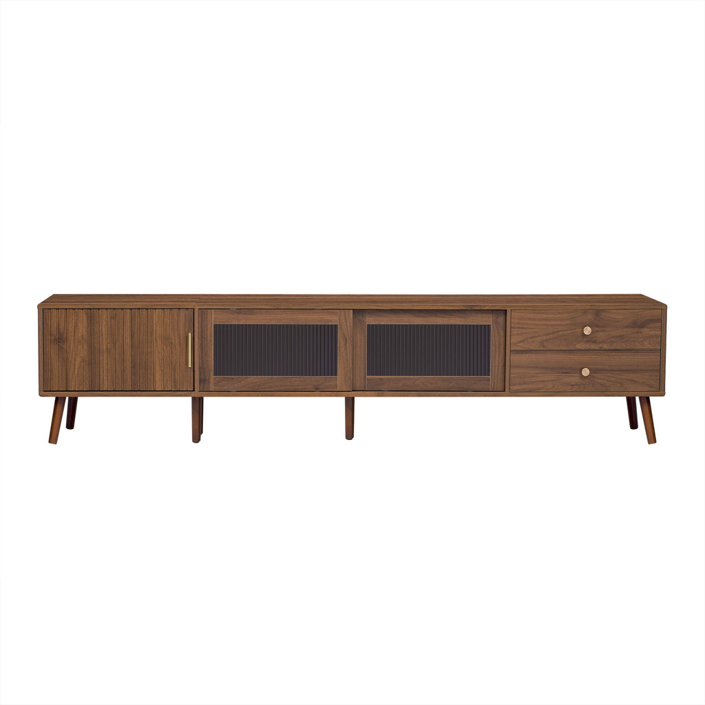 Doors TV Stand For TVs Up To 85", Entertainment Center With Storage Cabinets, TV Media Console Table For Living Room - Natural