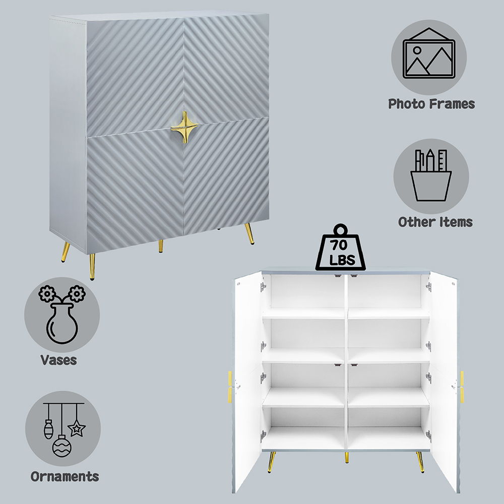 Gaines - Accent Cabinet - Gray High Gloss