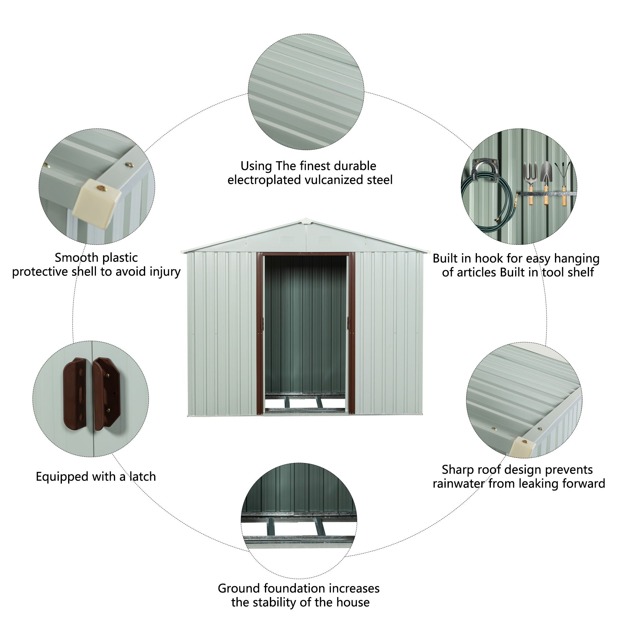 Outdoor Metal Storage Shed Yx48 - White