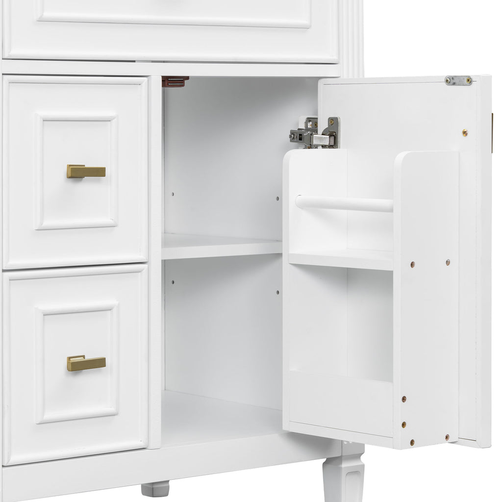 Bathroom Vanity With Sink, Flip Drawer, 2 Drawers, Adjustable Shelf
