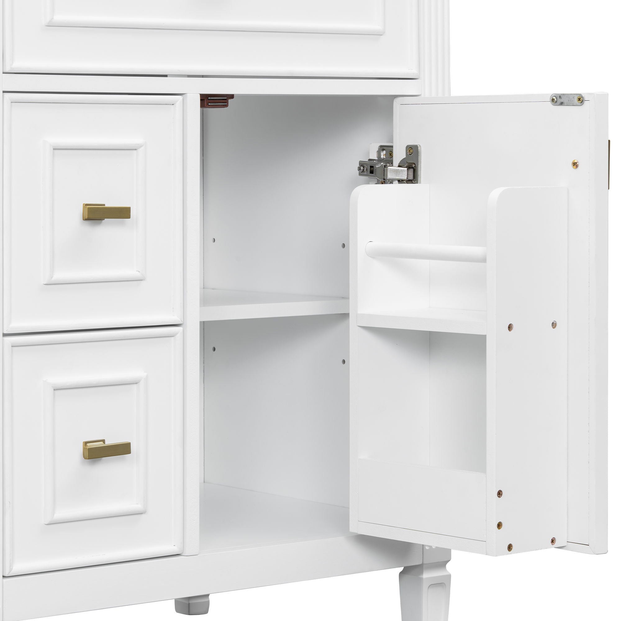 Bathroom Vanity With Sink, Flip Drawer, 2 Drawers, Adjustable Shelf