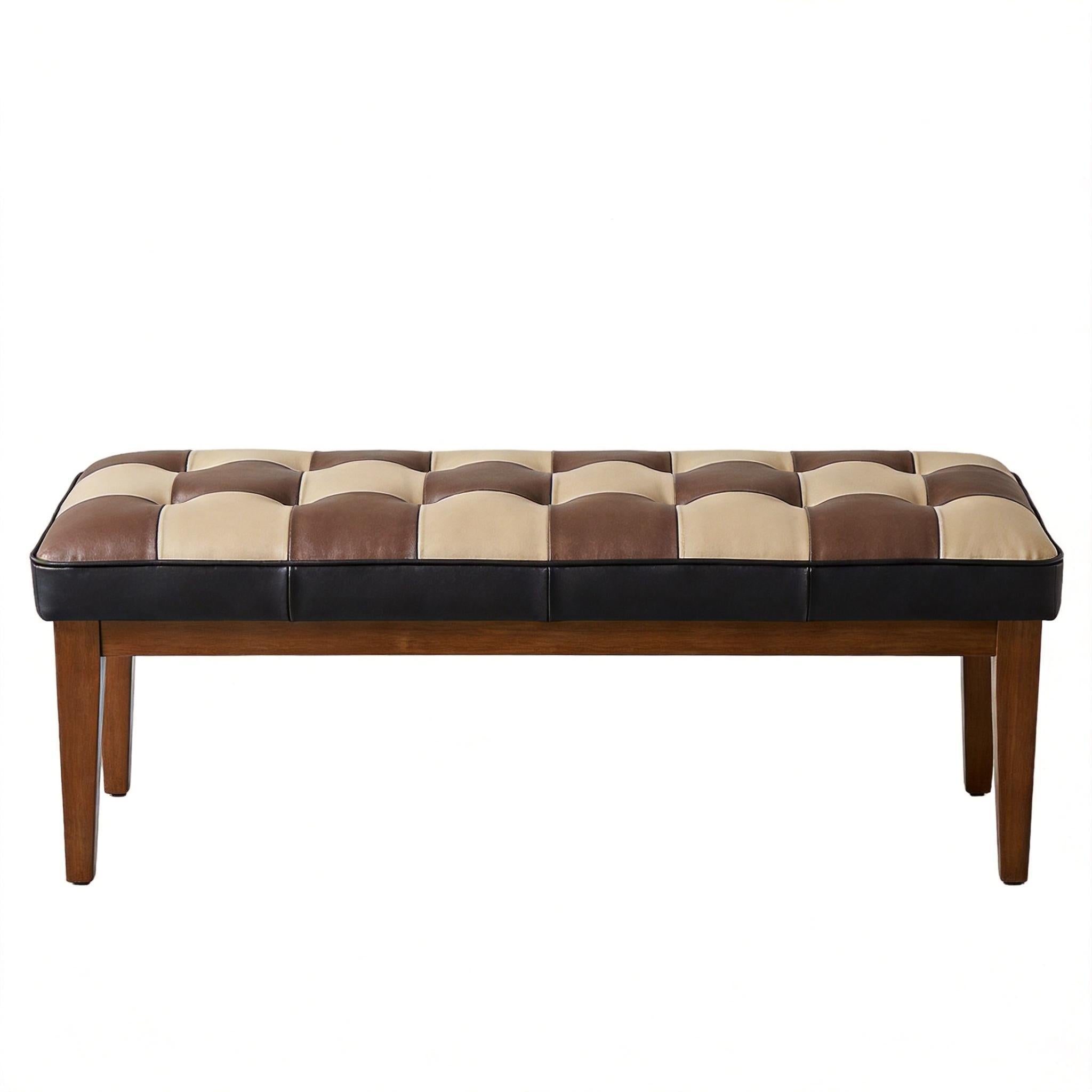 Checkered Bench For Entryway - Black / Brown / Cream