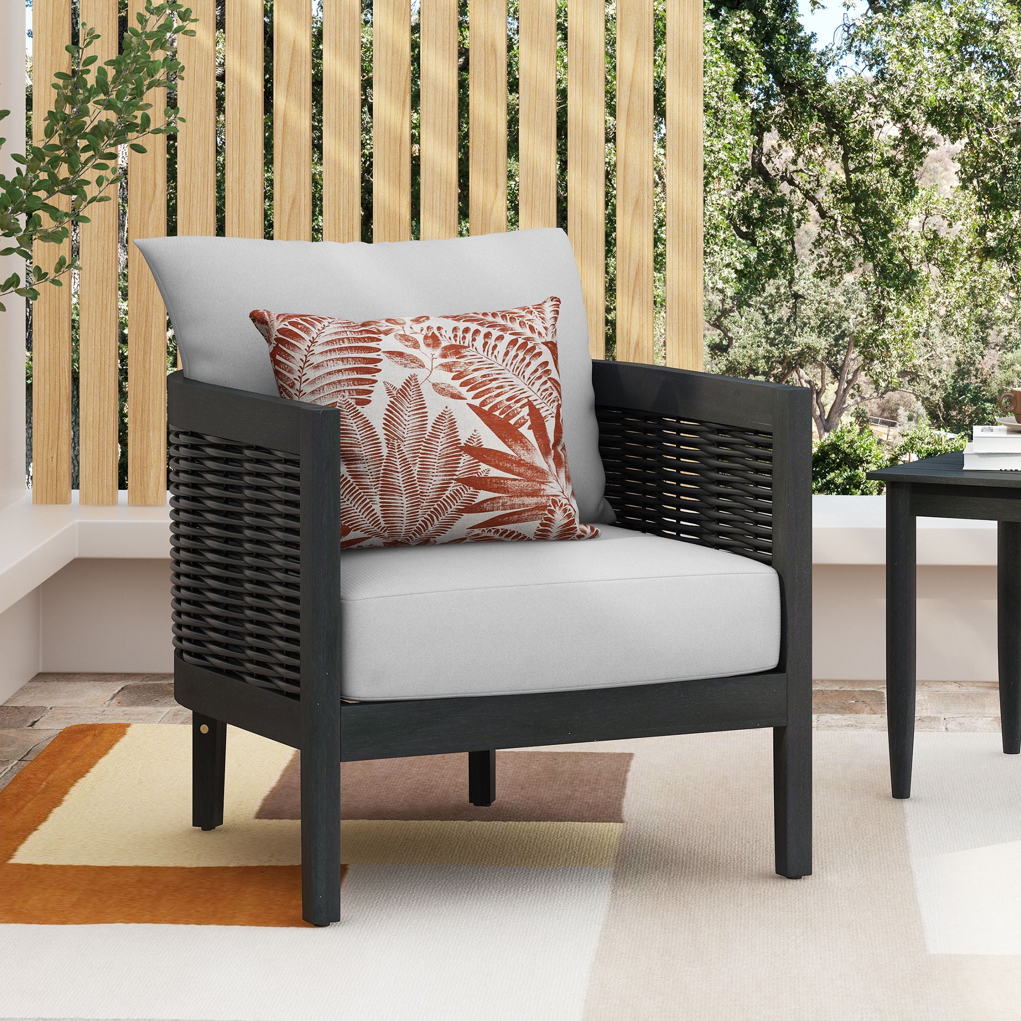Outdoor Acacia Wood Club Chairs With Cushions