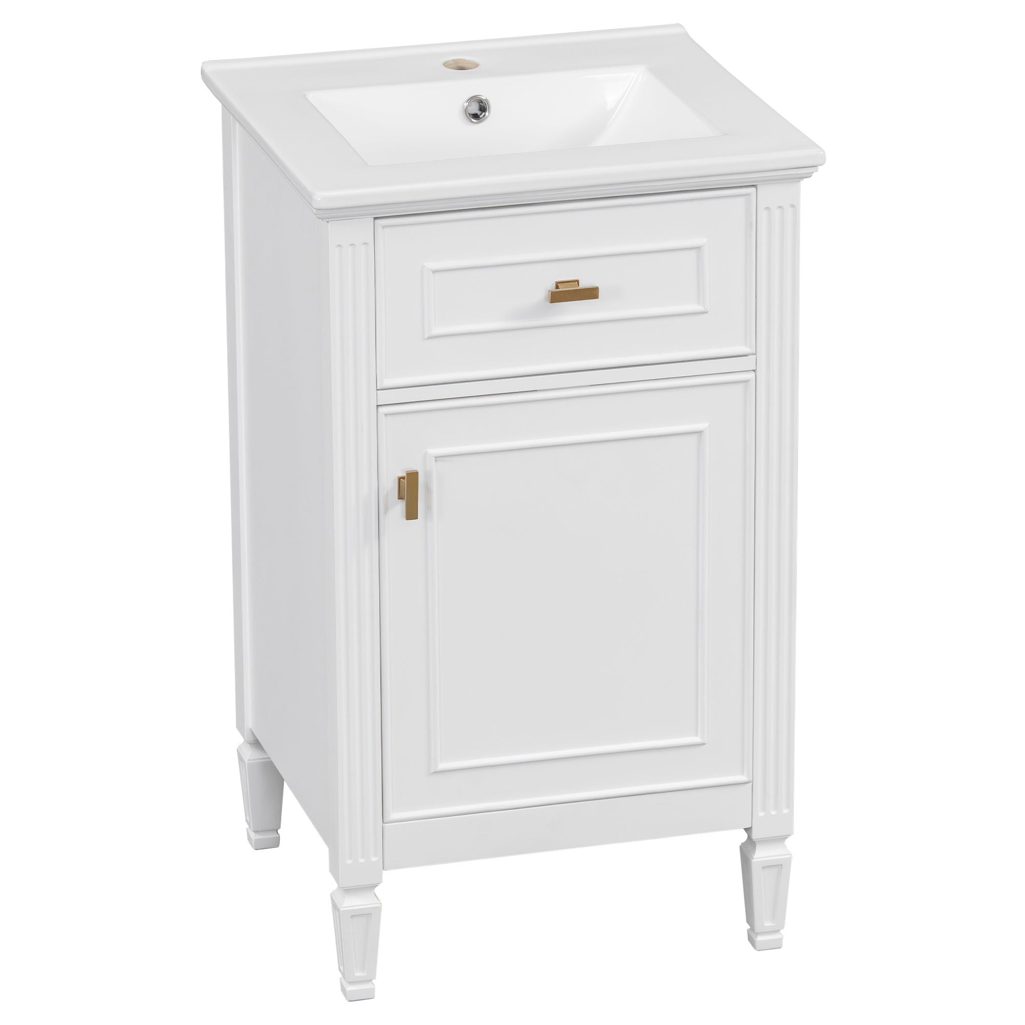 Bathroom Vanity With Sink, Adjustable Shelf, Tilt-Out Drawer