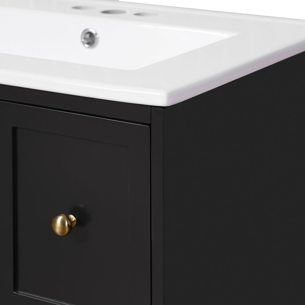 Wall-Mounted Bathroom Vanity Set With Sink, 2 Drawers And Soft-Close Door