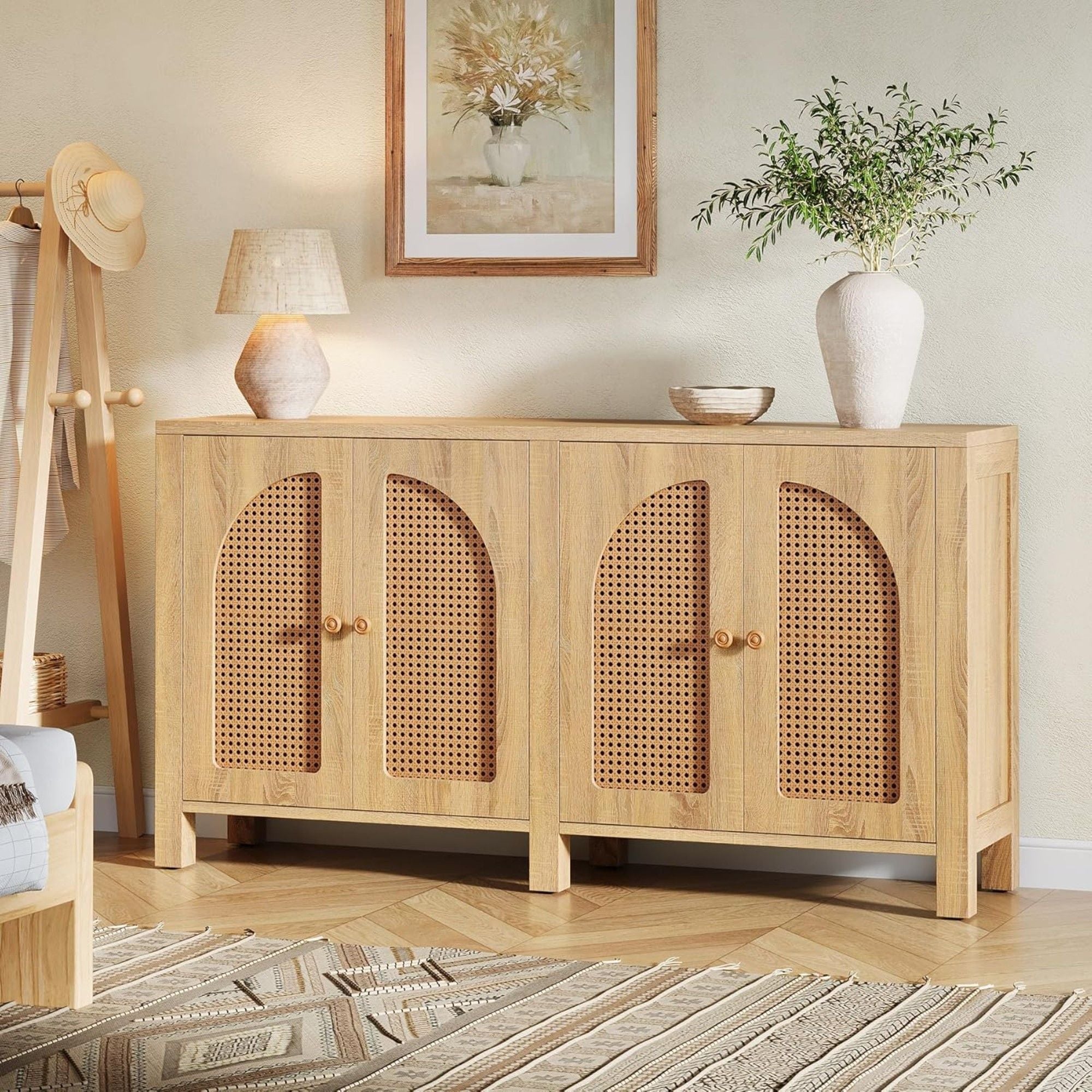 Buffet Sideboard Cabinet With 4 Doors, Console For Living Room - Natural