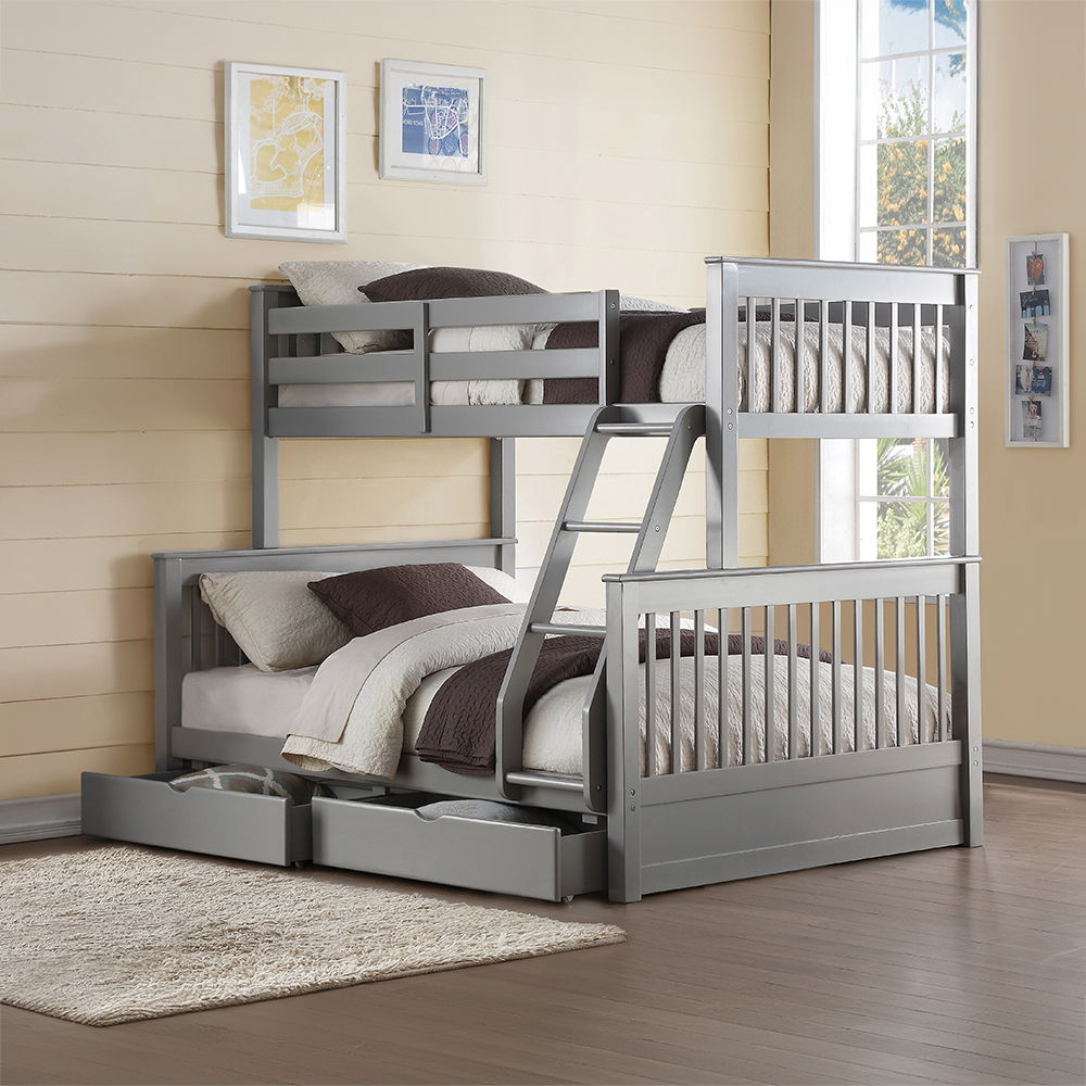 Haley II - Twin Over Full Bunk Bed With Storage - Gray