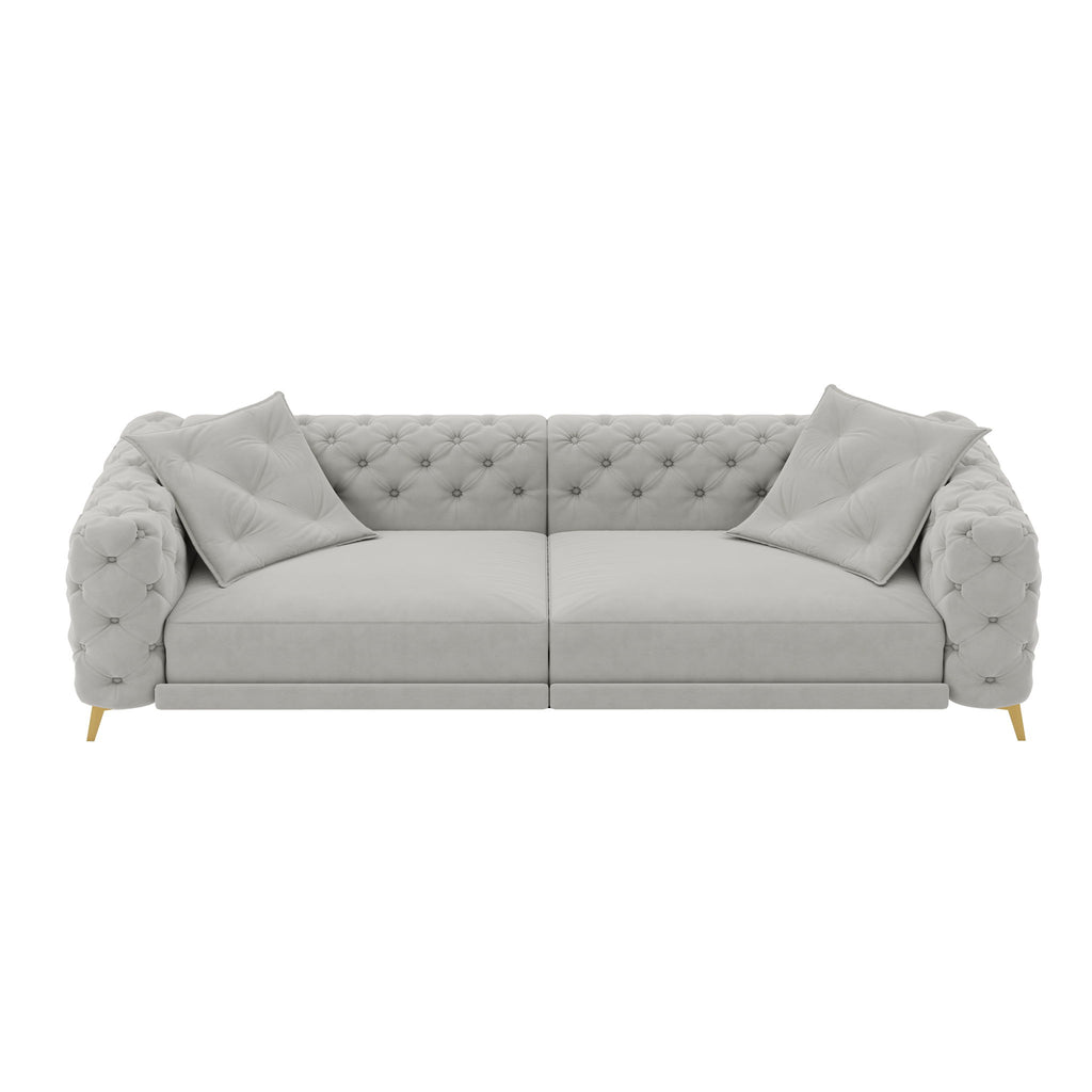 3 In 1 Convertible Sleeper, Deep Seat Pull Out Sofa Bed, Button Tufted