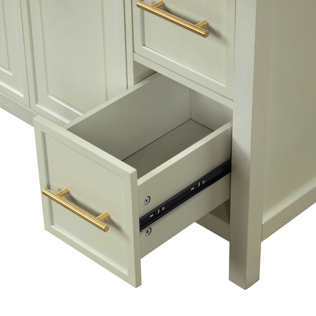 36" Bathroom Vanity With Sink, 2 Doors, 3 Drawers, Rectangular - White