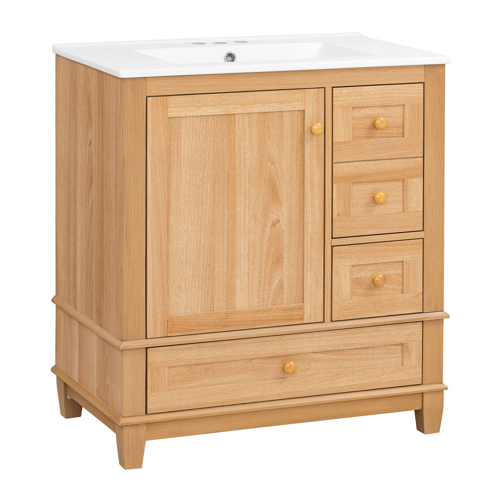 Freestanding Bathroom Vanity With Sink, Soft Close Doors & Drawers, Ample Storage - Wood