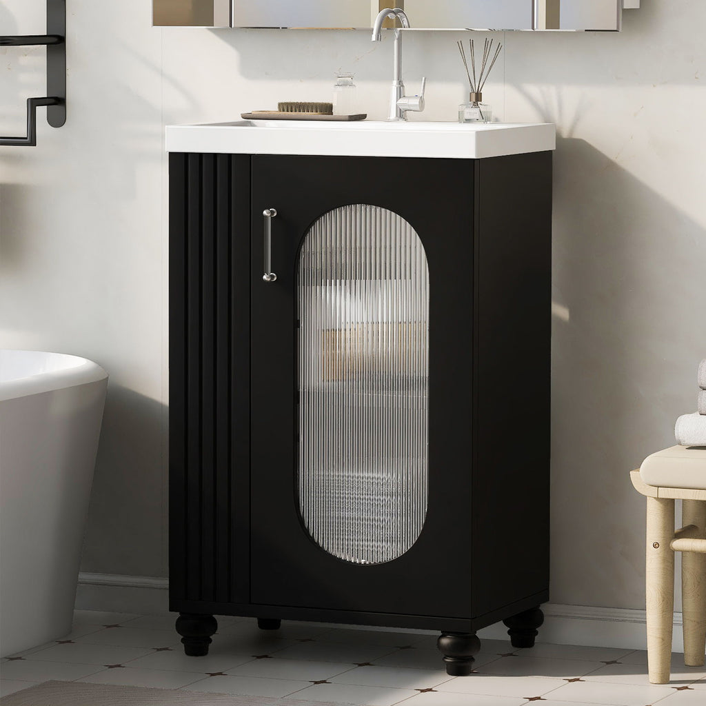 Modern Bathroom Vanity With Sink, Adjustable 2 Tier Shelf