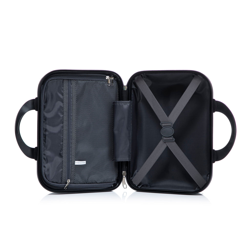Luggage Set With Cosmetic Case, Combination Lock, Front Opening Design