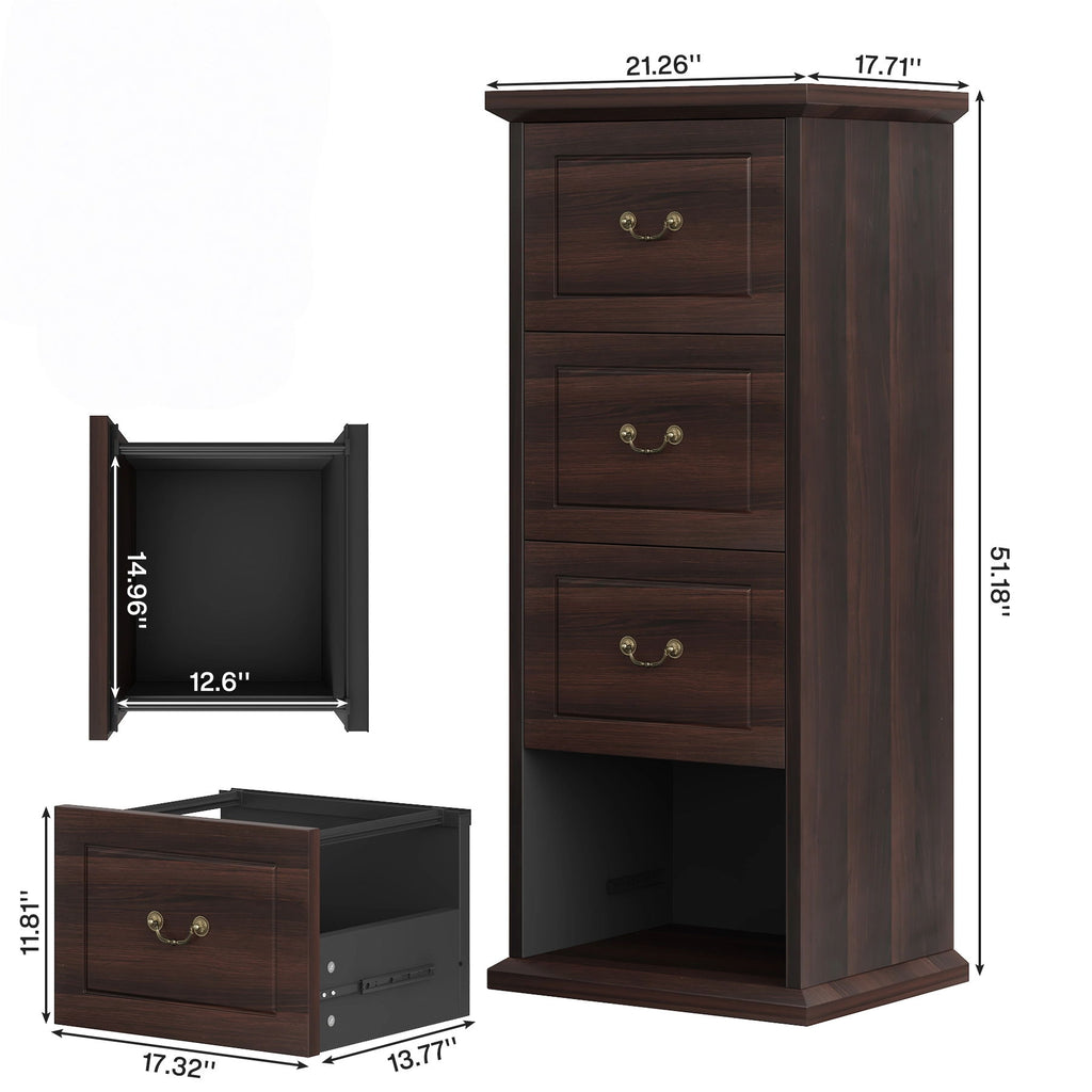 4 Drawer Vertical File Cabinet For A4 / Letter Files - Walnut