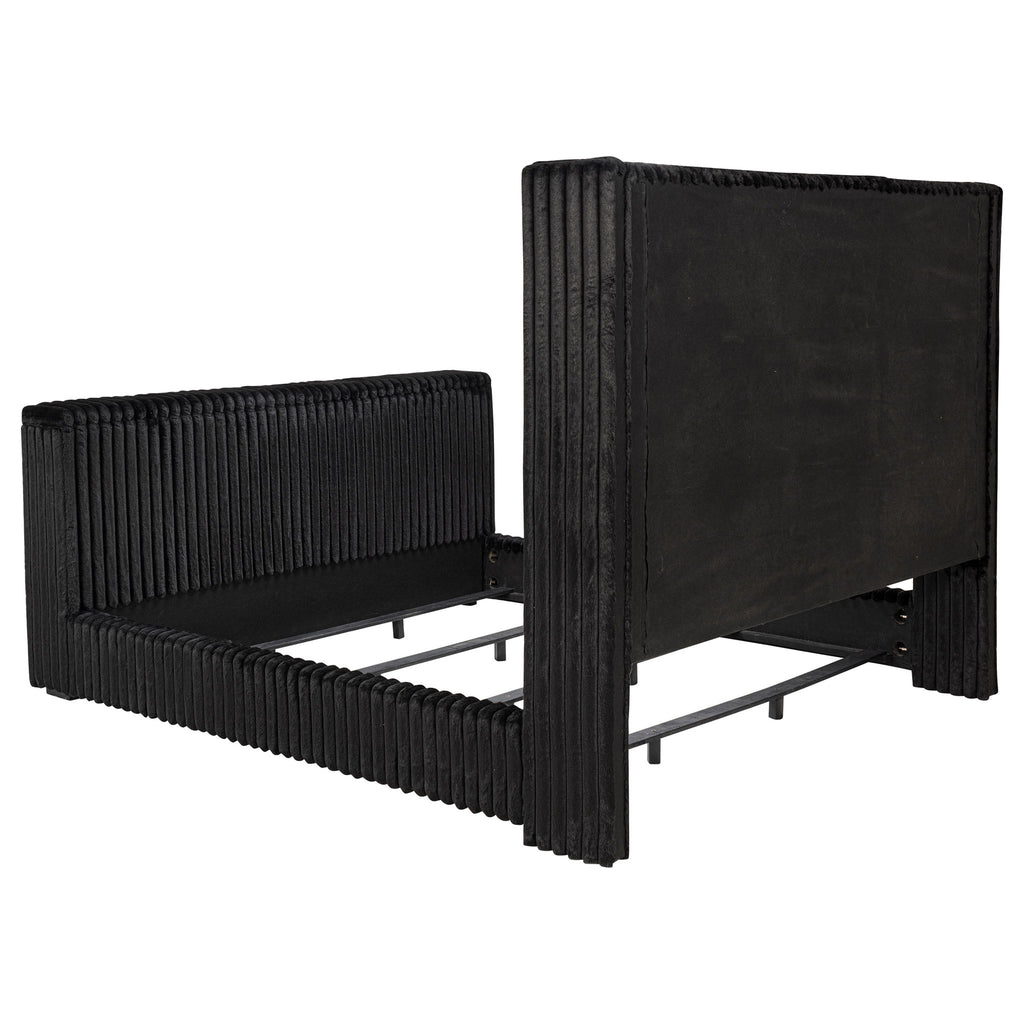 Lyman - Eastern King Wingback TV Bed With Integrated TV Lift And Power Strip - Black