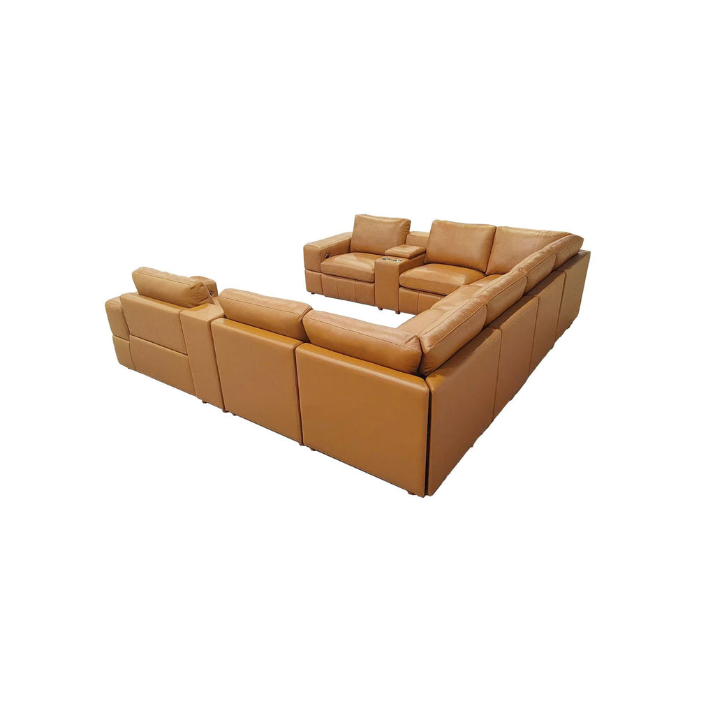 Upholstered Large Arms Sectional With Recliner Seats