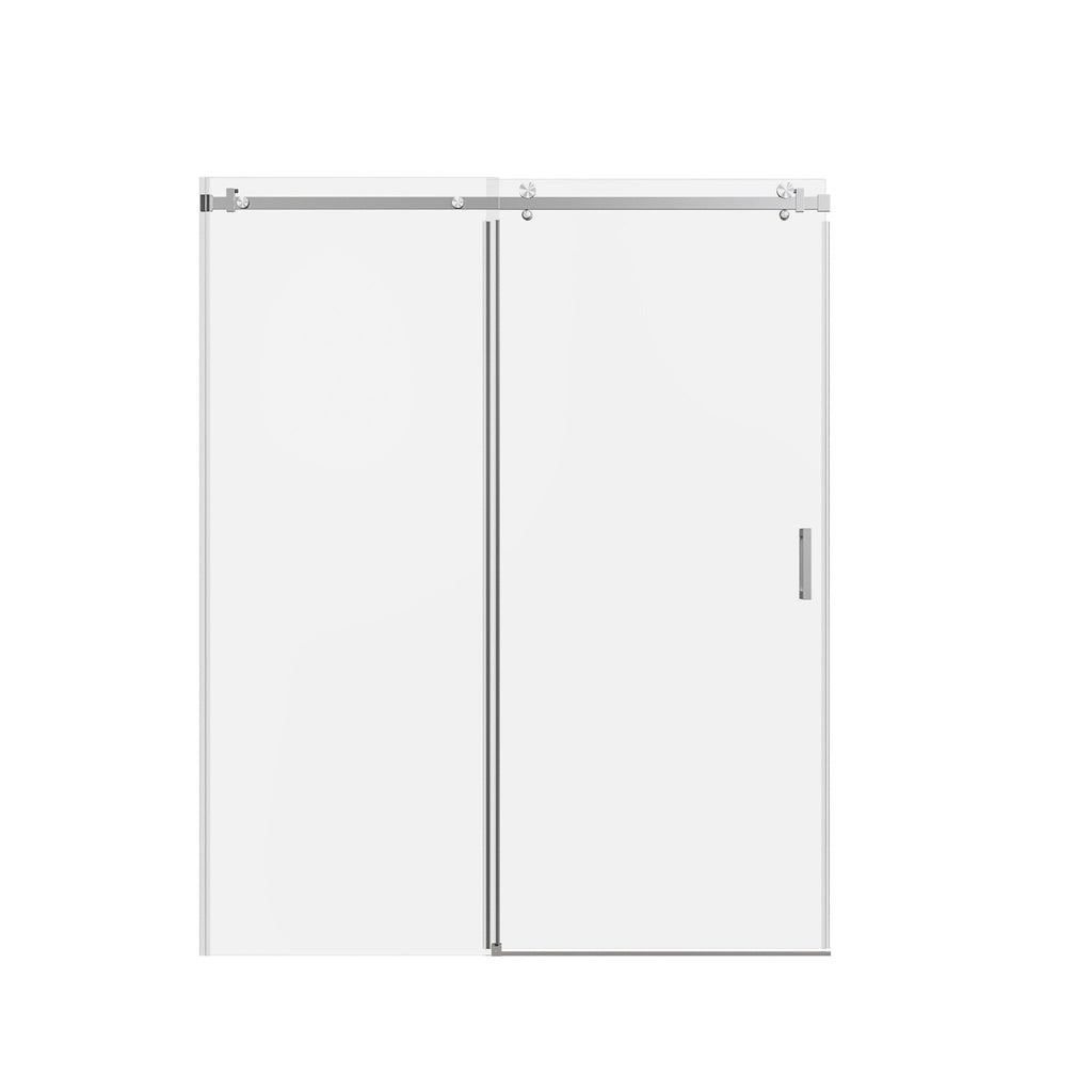 Frameless Single Sliding Shower Doors, 5 / 16" Thick Sgcc Tempered Glass - Brushed Nickel