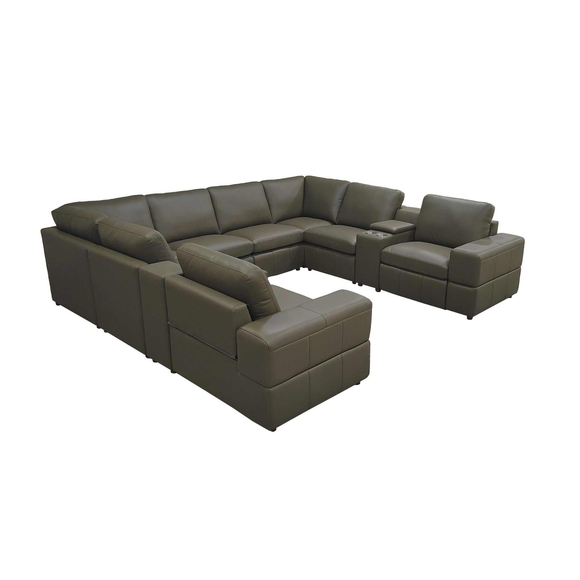 Upholstered Large Arms Sectional With Recliner Seats