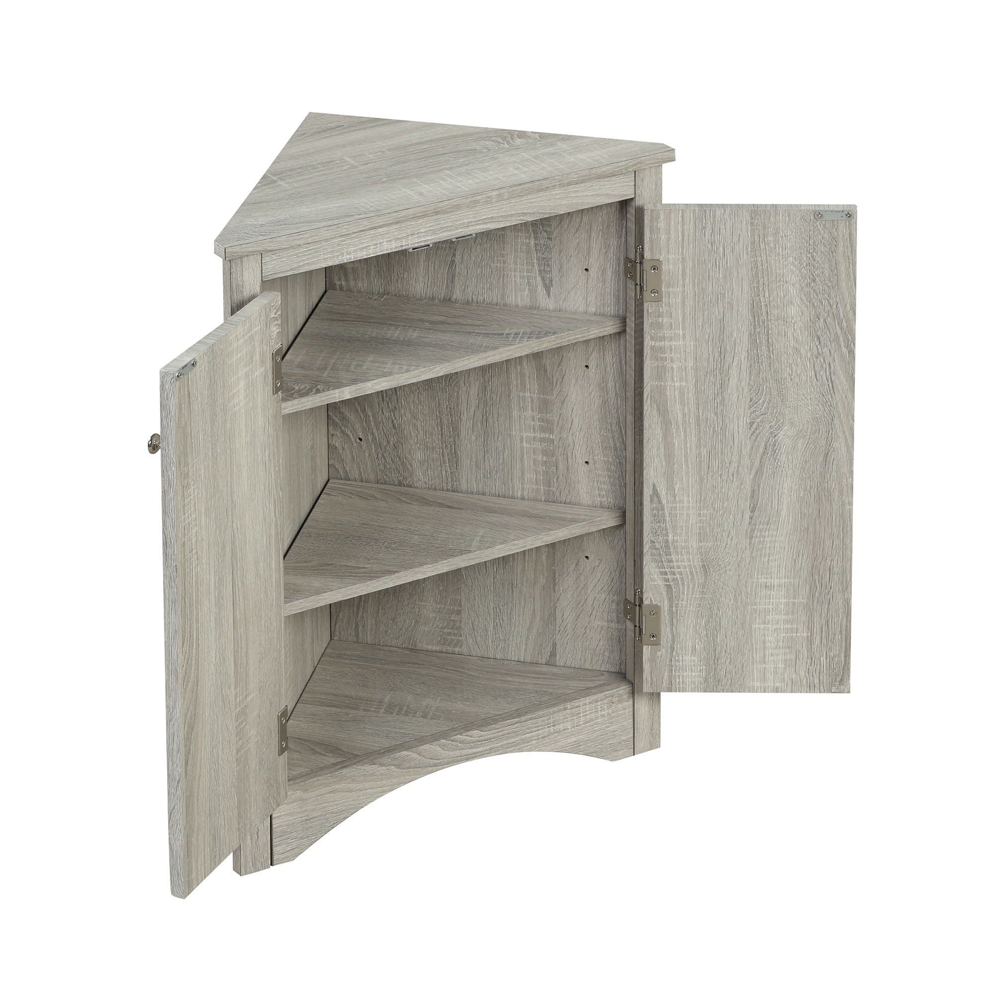 Triangle Bathroom Storage Cabinet With Adjustable Shelves, Freestanding Floor Cabinet - Oak