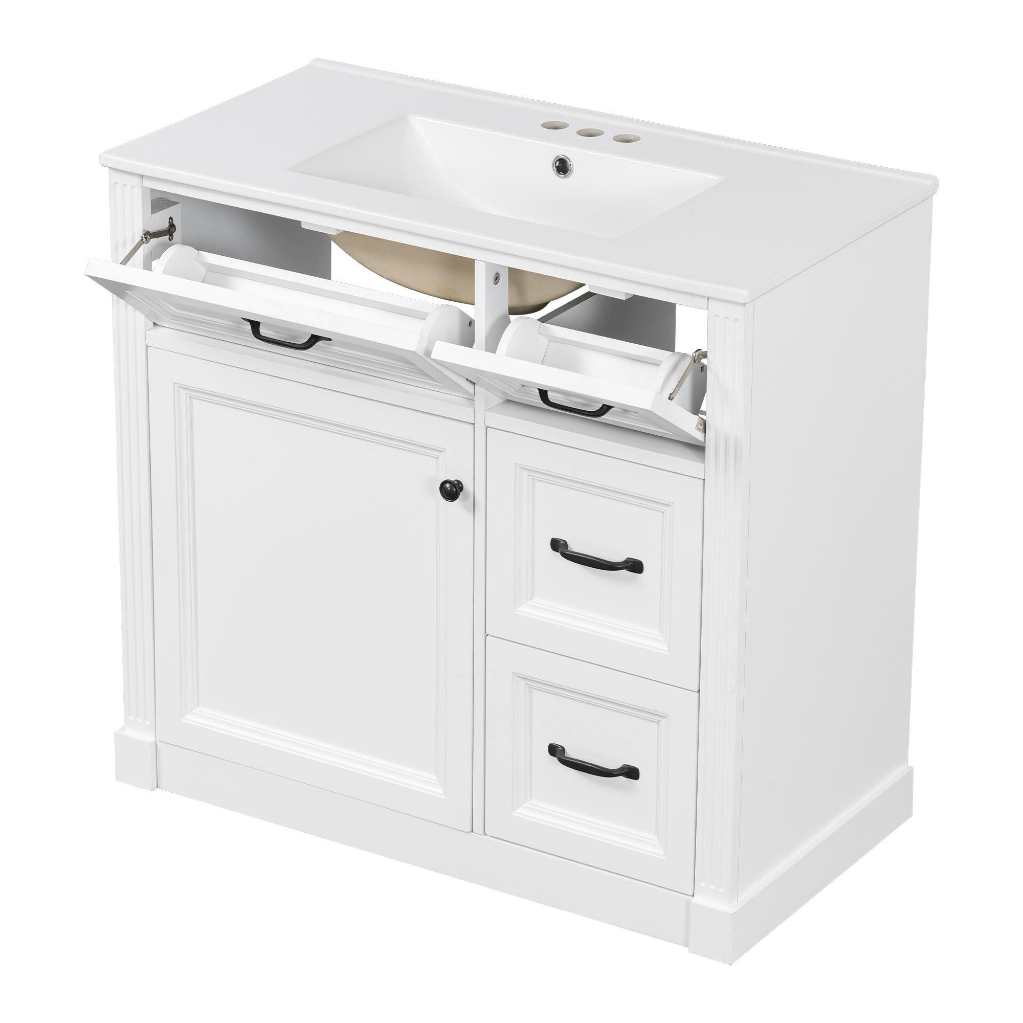 Modern Bathroom Vanity With Sink, 4 Drawers, Soft-Close Door, Adjustable Shelf