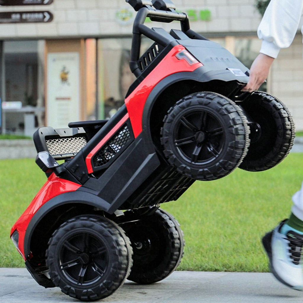 Kids Electric Ride On Car With Remote Control, LEd Lights, Music Player, Swing Function, 4 Wheel Shock Absorption - Red