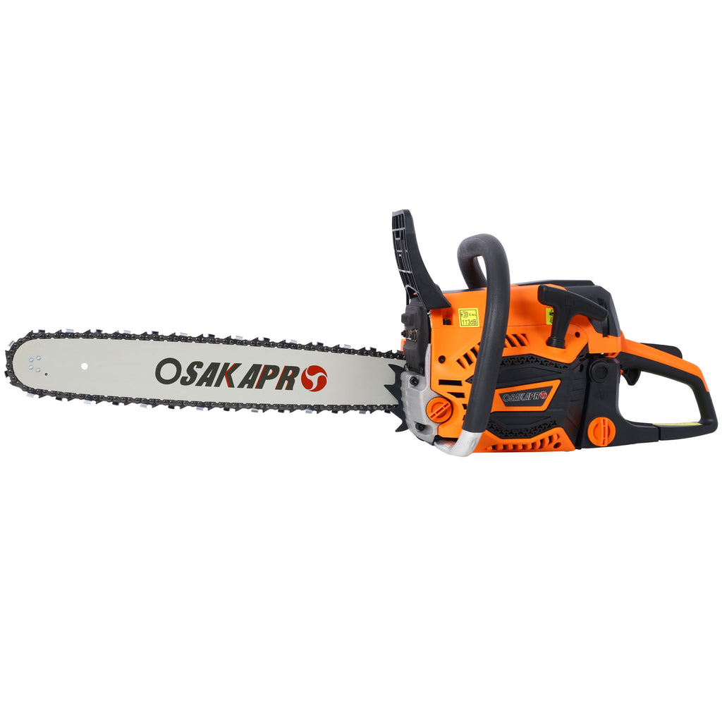 62Cc Gas Powered Chainsaw 22" 2 Cycle Petrol Handheld Chain Saw Epa Compliant For Wood Cutting Aluminium - Orange