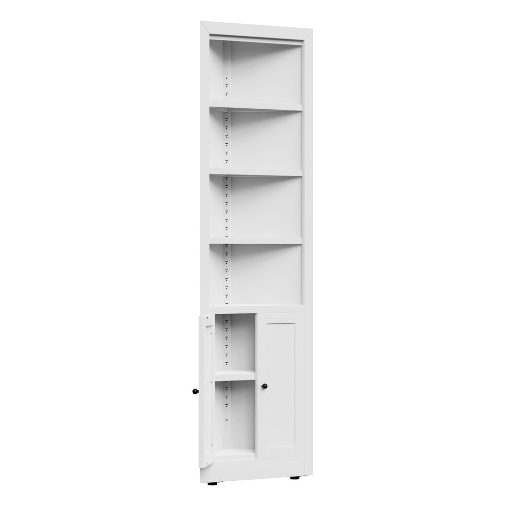 Tall Corner Storage Cabinet With 2 Doors, 5-Tier With Adjustable Shelve, Freestanding - White