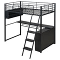 Loft Bed With LED Desk And 4 Storage Shelves