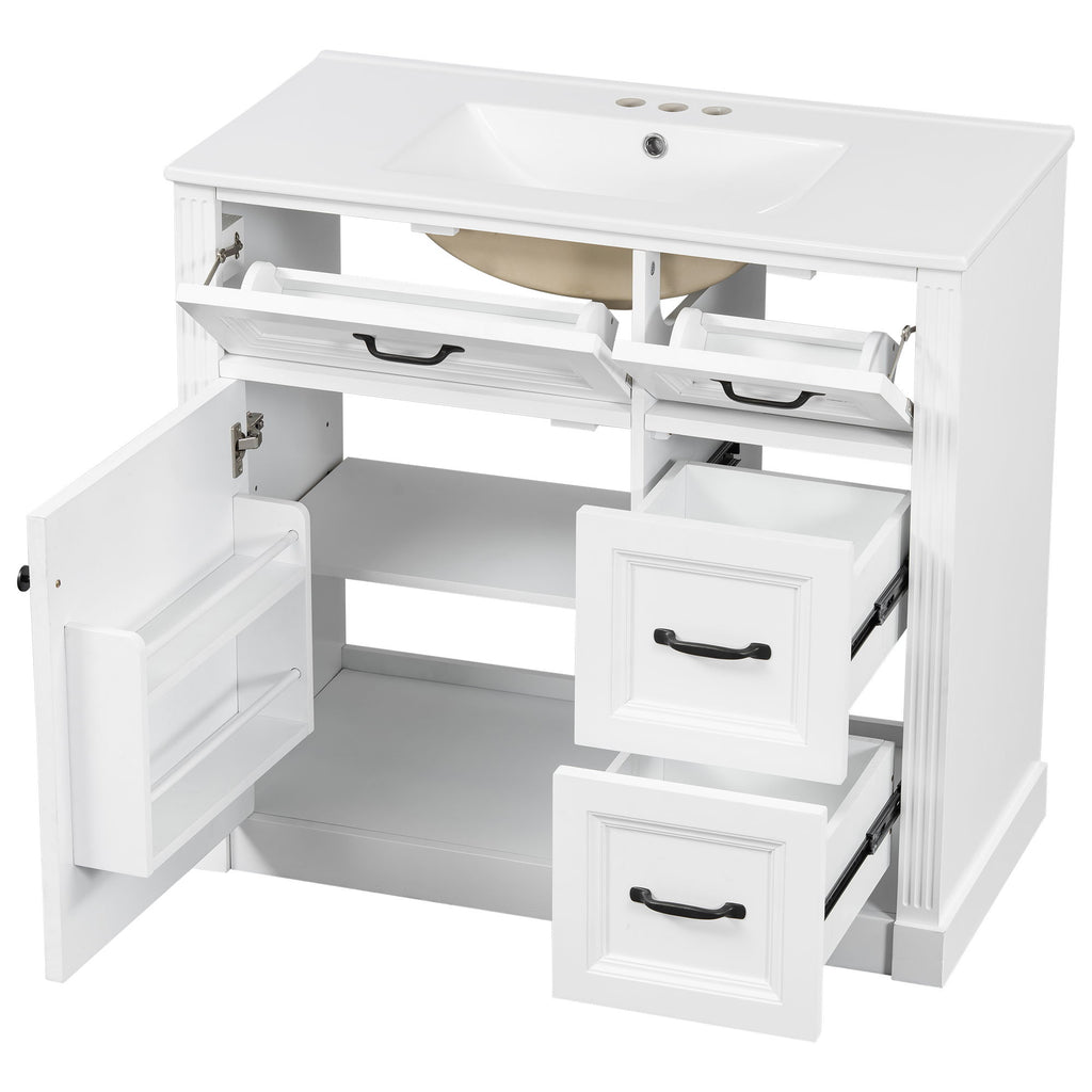 Modern Bathroom Vanity With Sink, 4 Drawers, Soft-Close Door, Adjustable Shelf