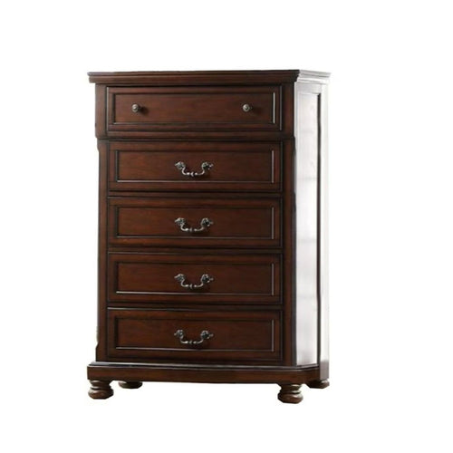 1 Piece Chest Bun Feet Pull Handles Round Knobs Bedroom Furniture - Cherry