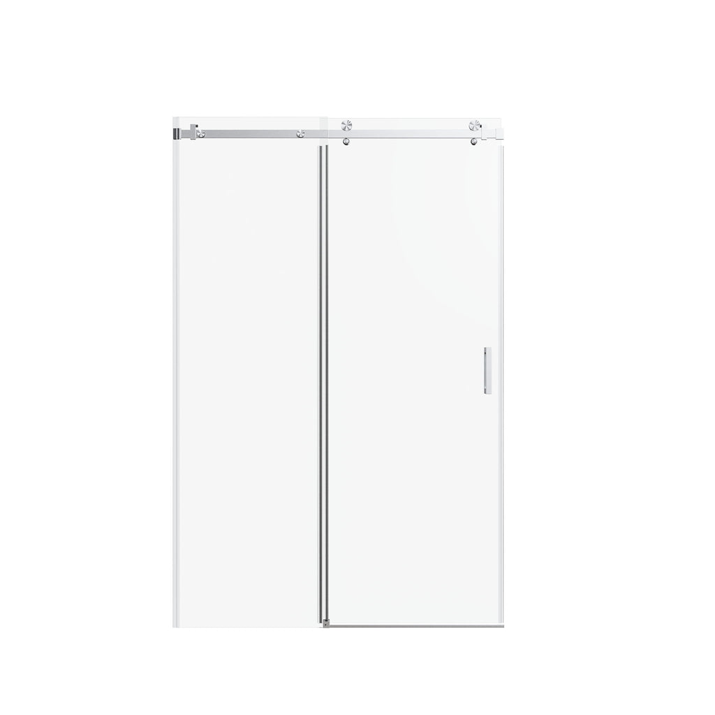 Frameless Single Sliding Shower Doors, 5 / 16" Sgcc Tempered Glass, Reversible - Brushed Nickel