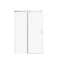Frameless Single Sliding Shower Doors, 5 / 16" Sgcc Tempered Glass, Reversible - Brushed Nickel