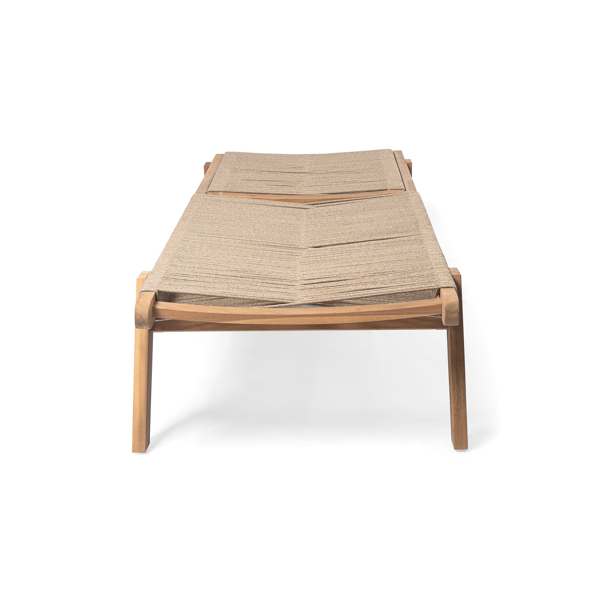 Catania - Outdoor Rope Chaise Lounge (Set of 2) - Teak / Beige