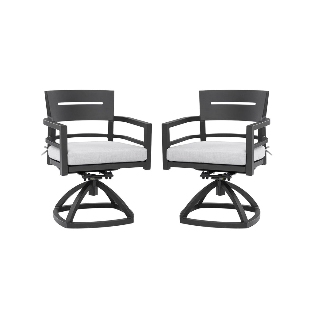 Outdoor Patio Swivel Rocker With Outdoor Grade Sunbrella Fabric Cushions (Set of 2) - Ember Black