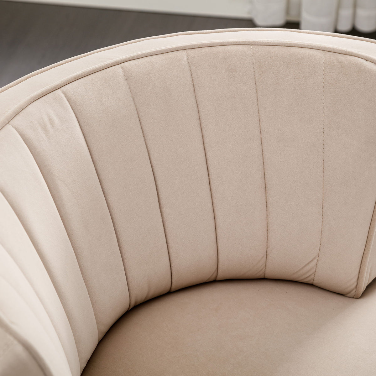 Swivel Barrel Accent Sofa Chair, 360 Degree Rotation, Fluffy Fabric - Beige