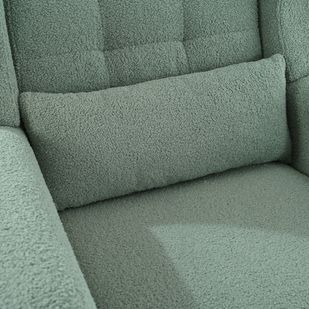 Modern Accent Chair, Teddy Fabric Living Room Chairs Comfy Reading Chair, Mid Century Accent Chair, Lounge Arm Chairs Armchair For Living Room Bedroom - Light Green