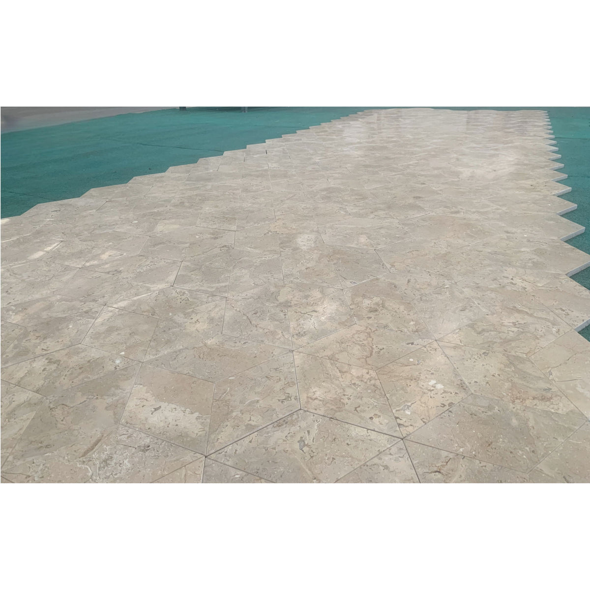 Hexagon Marble Tile For Floor And Wall Honed Stone 1 Box With (Set of 12) - Beige / Gold