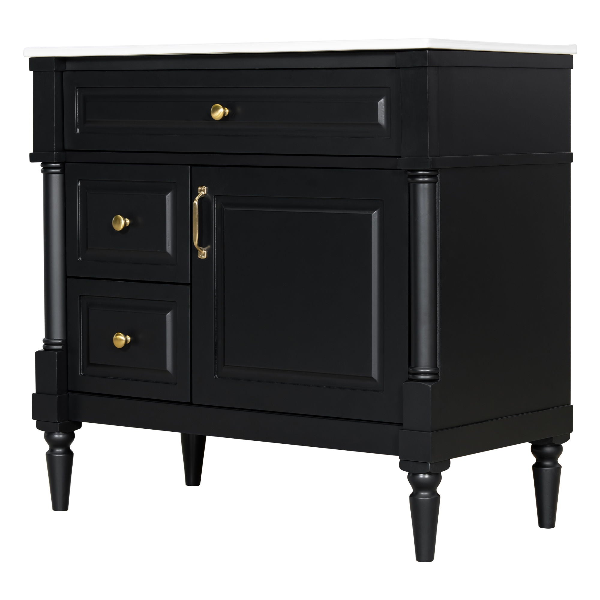 Freestanding Bathroom Vanity With Sink, Adjustable Shelf, Flip Drawer