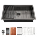 Workstation Kitchen Sink, Single Bowl Undermount 16 Gauge Stainless Steel - White