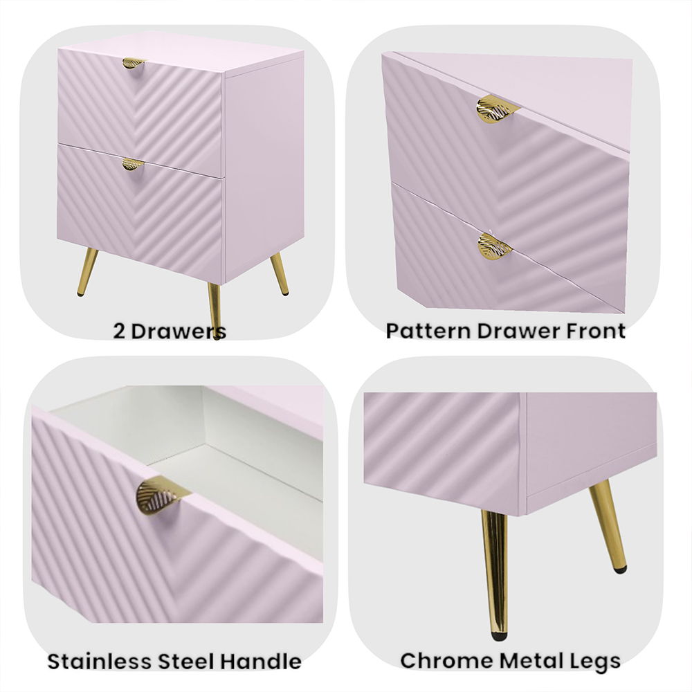 Gaines - Nightstand - Pink High Gloss