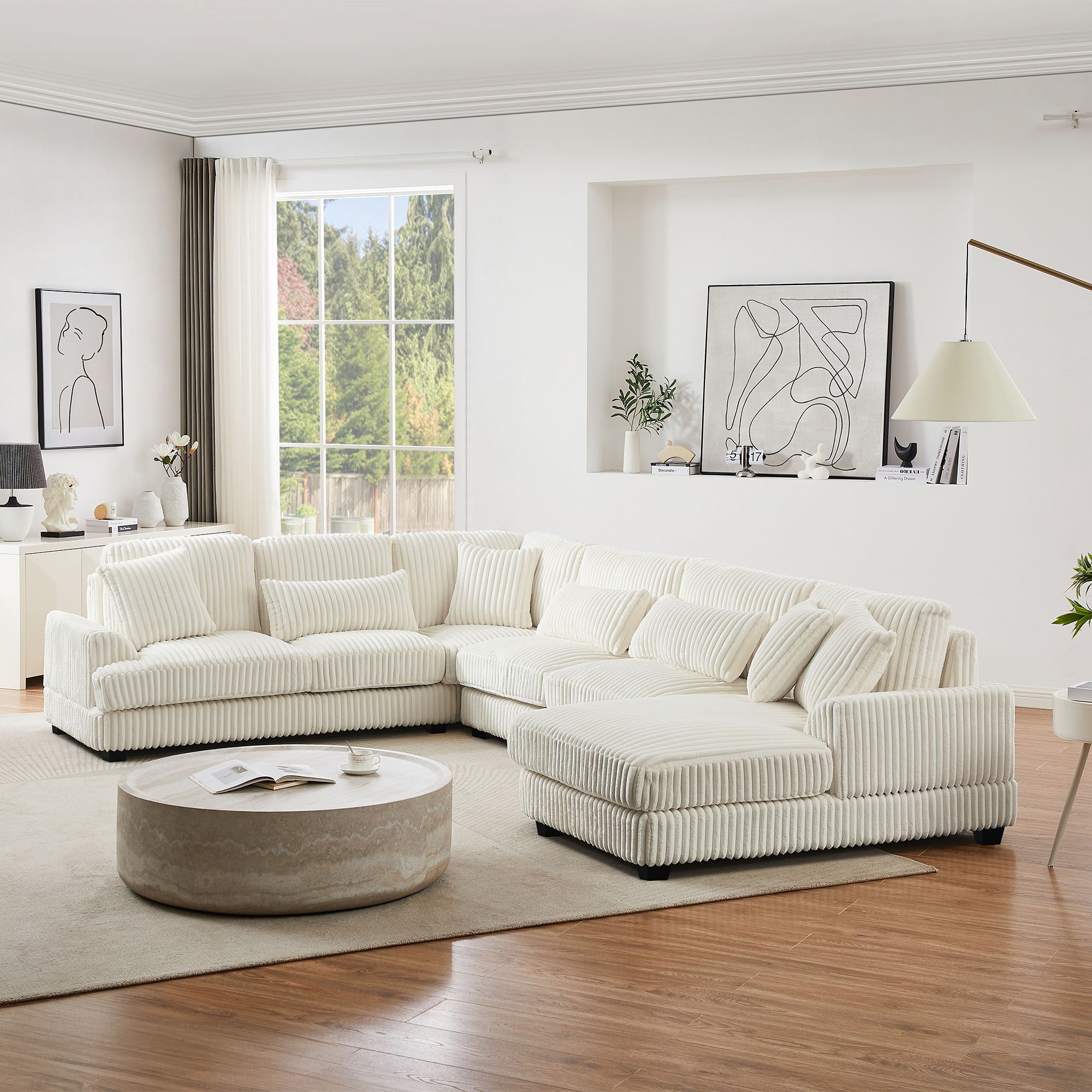 Oversized Sectional Sofa U - Shaped Sofa Couch Modern Sofa Upholstered In Soft With A Chaise Lounge For Living Room