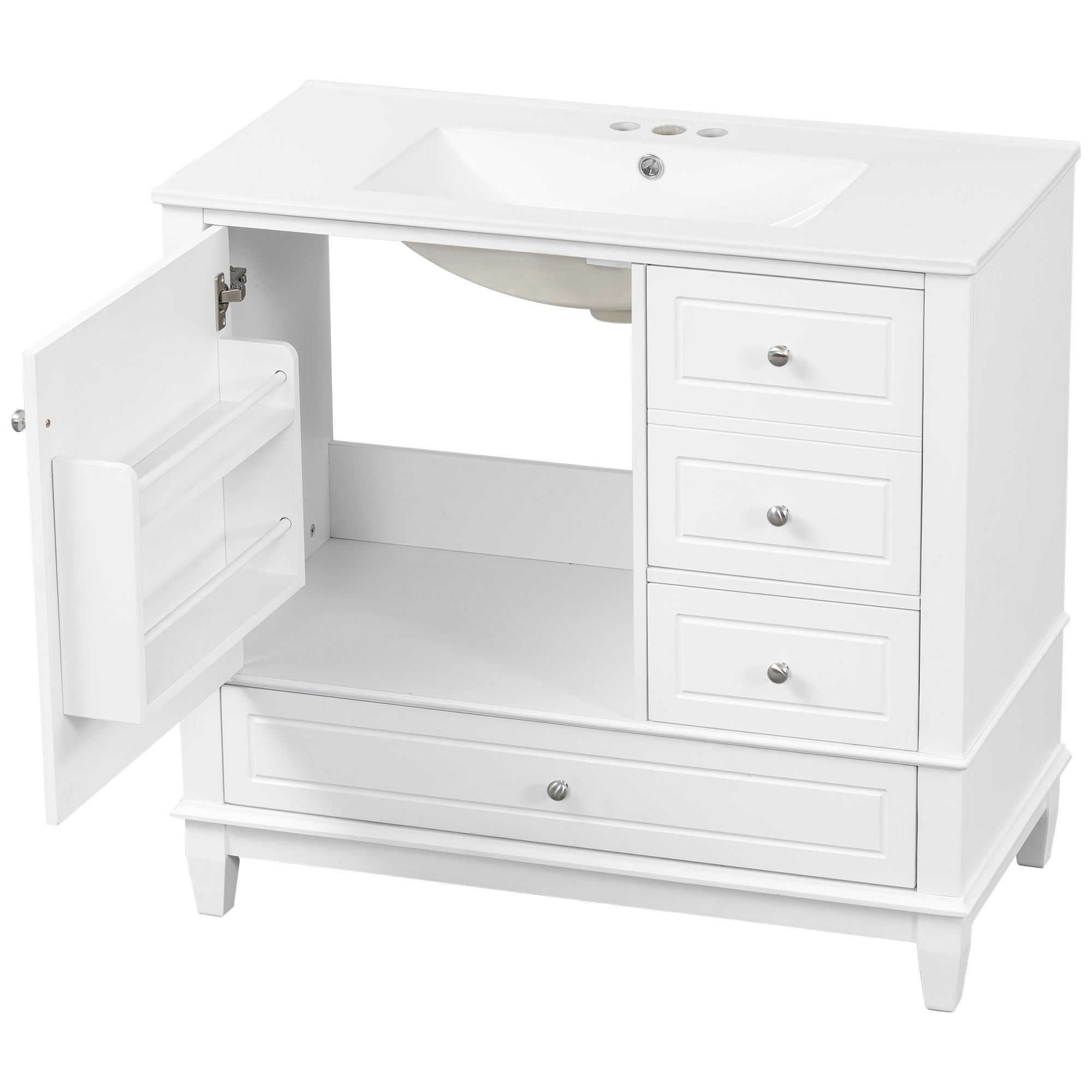 Modern Bathroom Vanity With Sink, 3 Drawers & Cabinet
