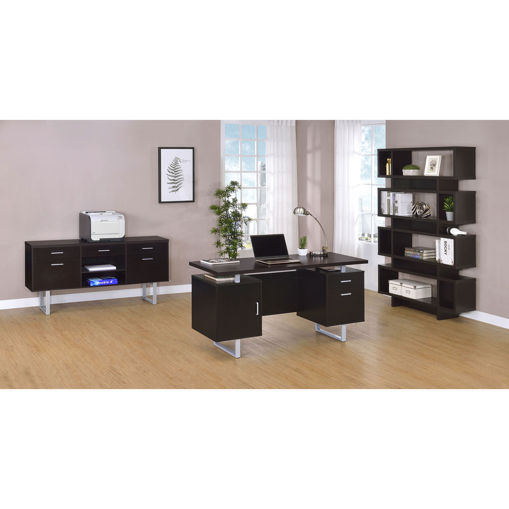 5 Drawer Credenza With Open Shelving - Cappuccino