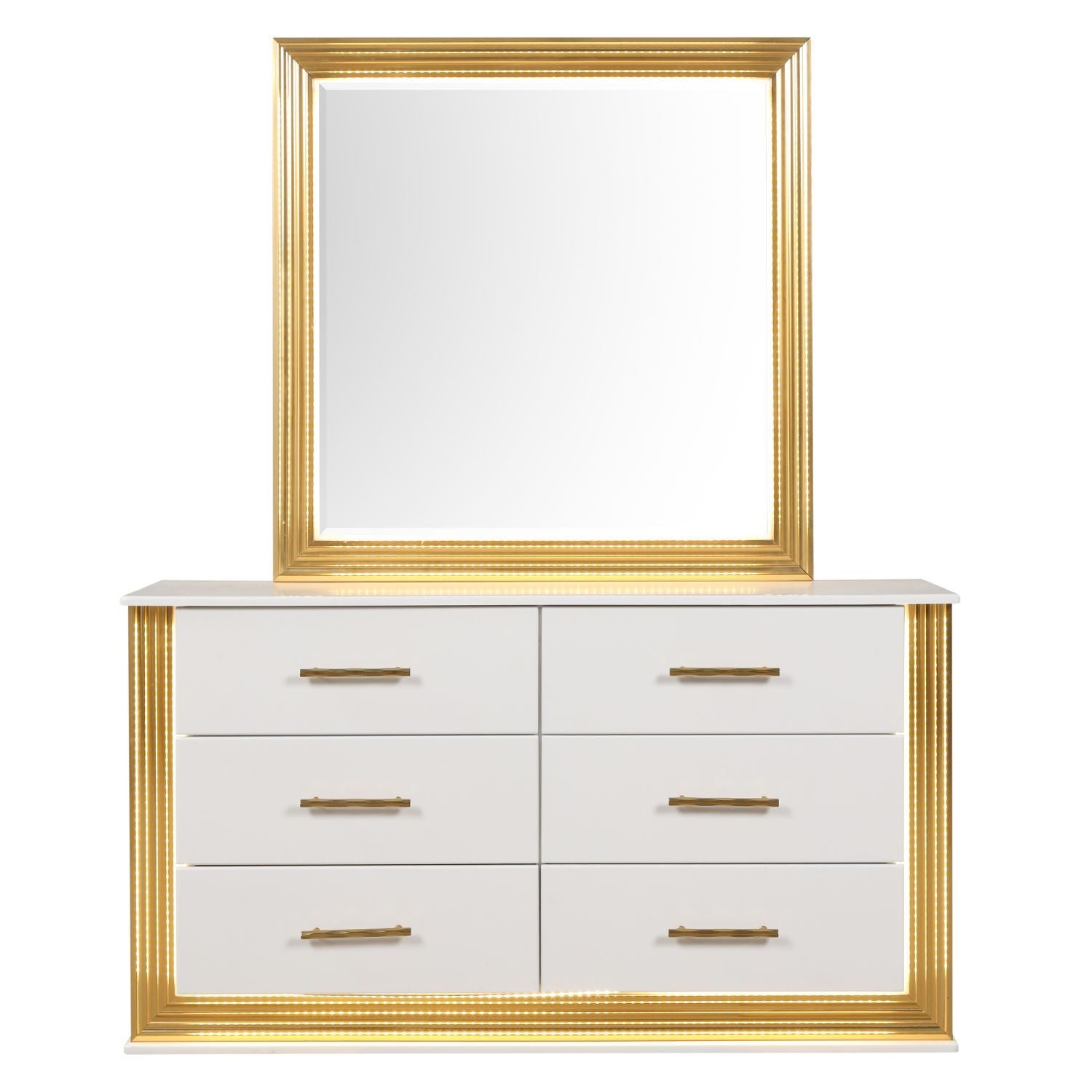 Obsession - 6 Drawer LED Dresser - White