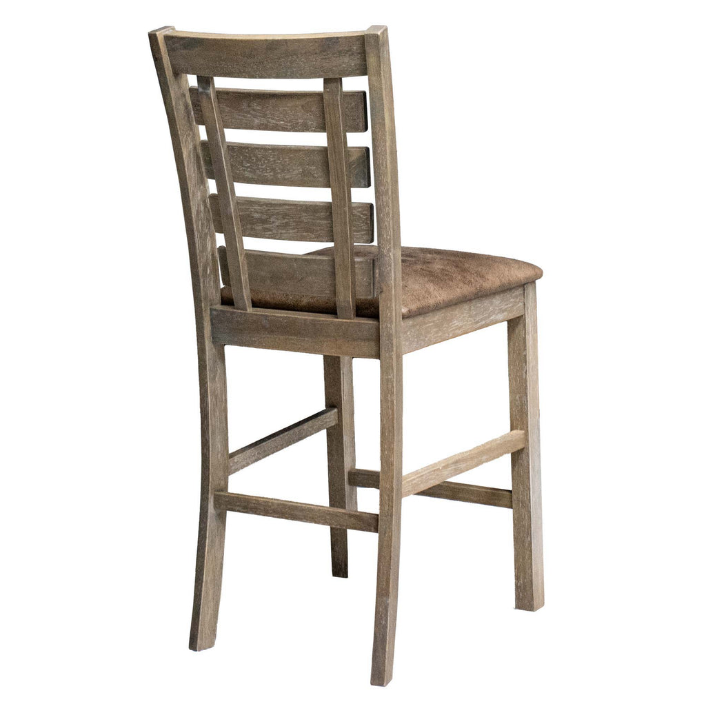 Dining Counter Height Chairs Modern Farmhouse Rustic Look Distressed Design Ladderback Solid Wood (Set of 2) - Grayish Brown