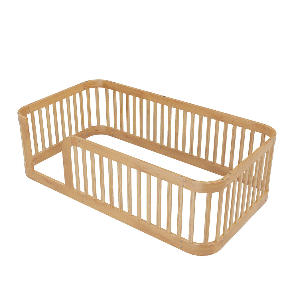 Wood Floor Bed Frame With Fence