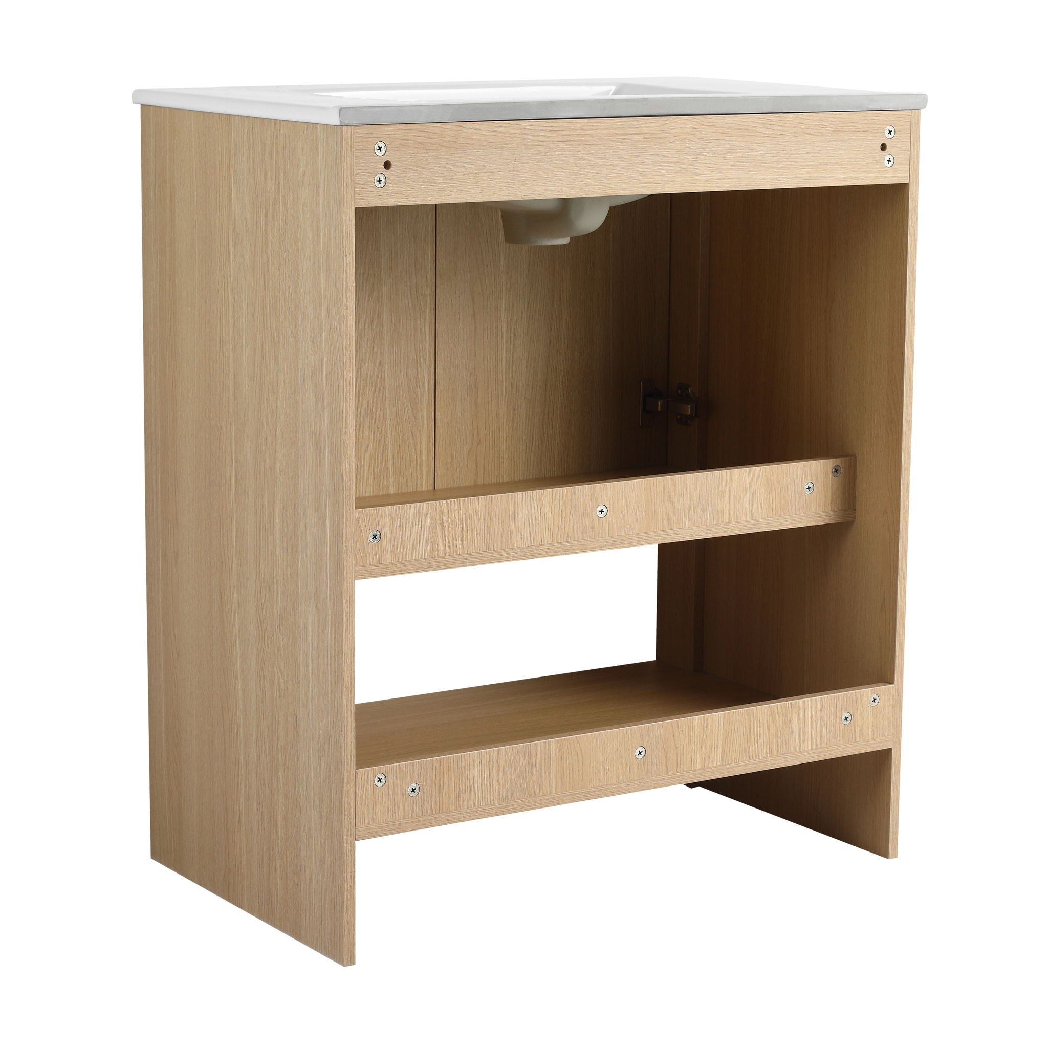 Modern Freestanding Bathroom Vanity With Ceramic Sink And Soft Closing Doors