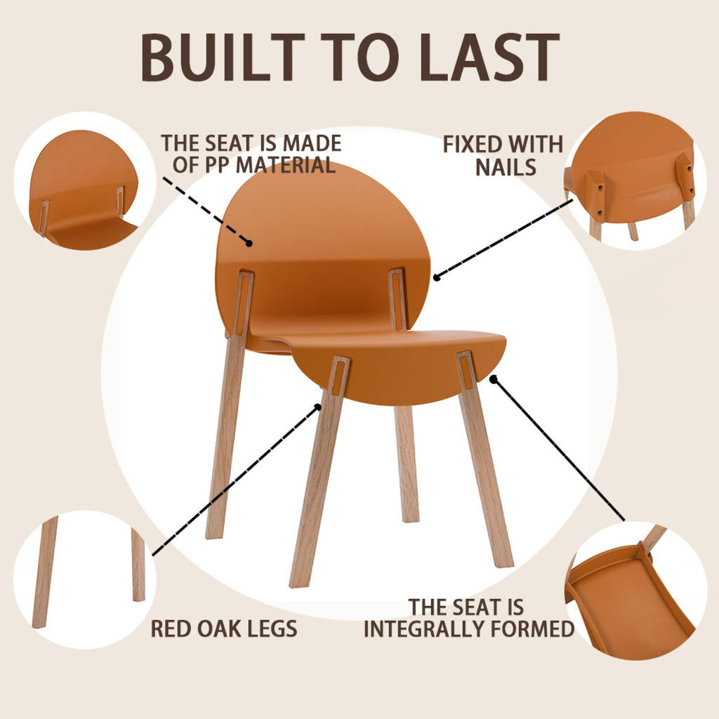 4 Piece Set Of Single Chairs, Traditional Elements With Round Table