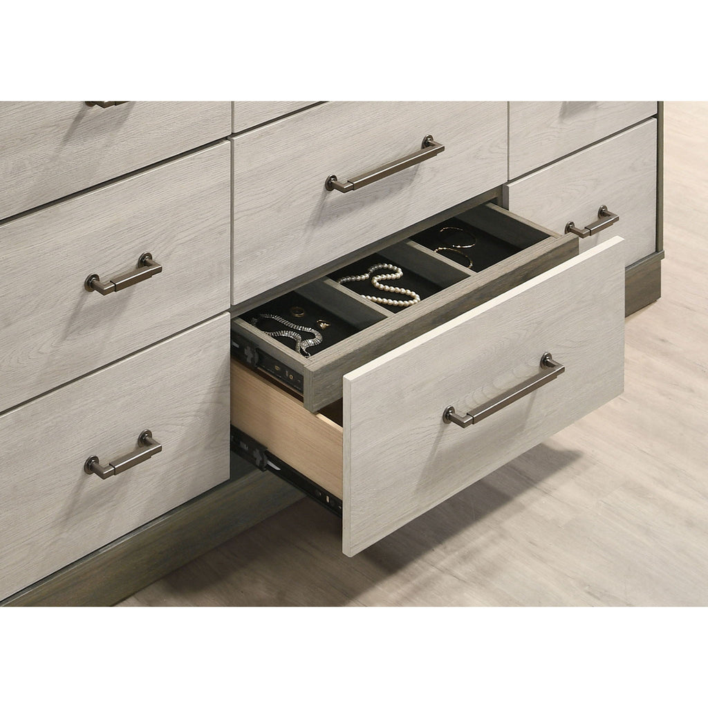 4 Piece Queen Bedroom Set With Built In Storage And Mirror - Oak